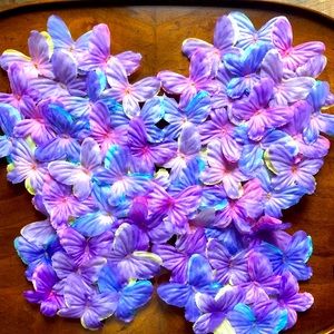 Pastel silk butterfly shape flowered wings